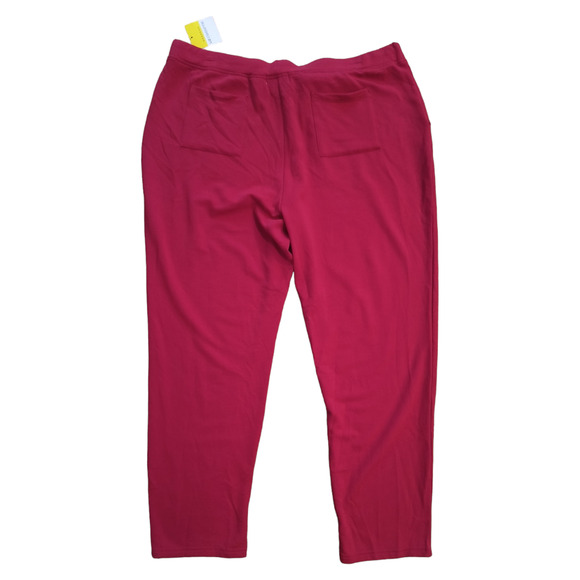 Liz Claiborne Elastic Waist Drawstring Pants Womens XXL Red Pull on Stretch Knit - Picture 4 of 14